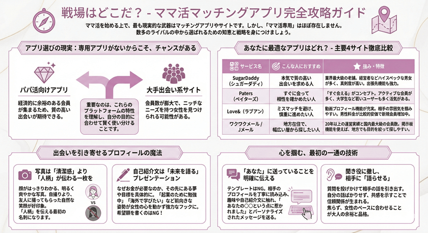 戦場はどこだ？- ママ活マッチングアプリ完全攻略ガイド