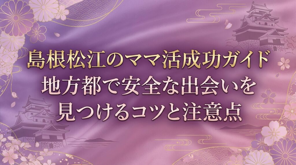 島根松江のママ活成功ガイド地方都で安全な出会いを見つけるコツと注意点