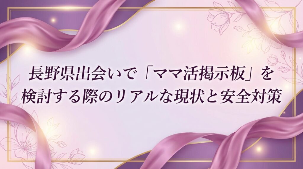 長野県出会いで「ママ活掲示板」を検討する際のリアルな現状と安全対策
