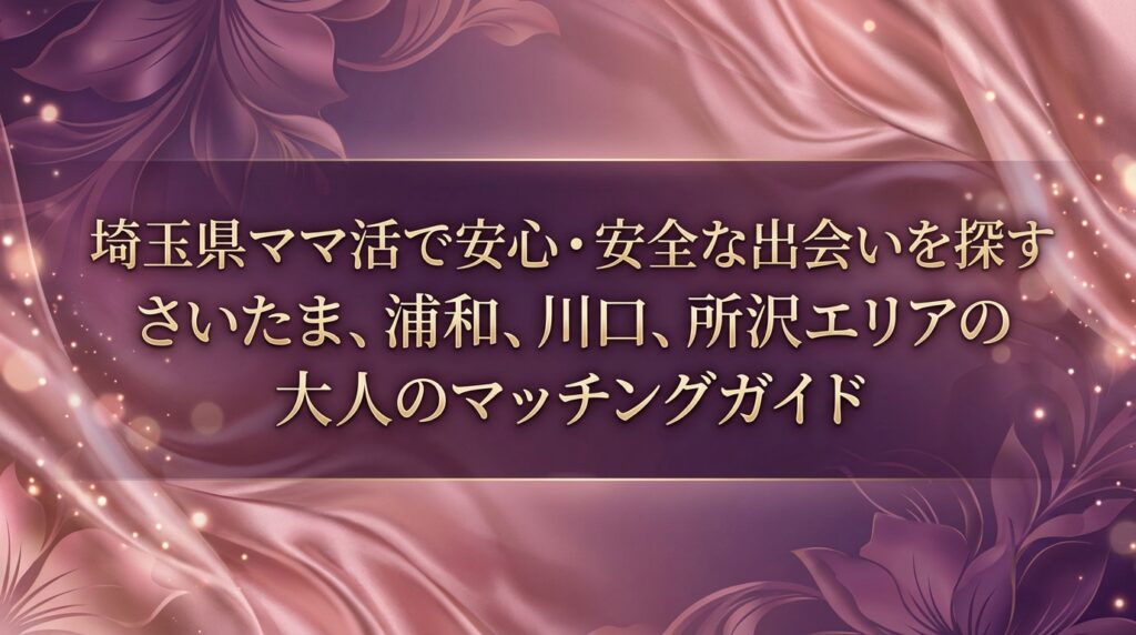 埼玉県ママ活で安心・安全な出会いを探すさいたま、浦和、川口、所沢エリアの大人のマッチングガイド