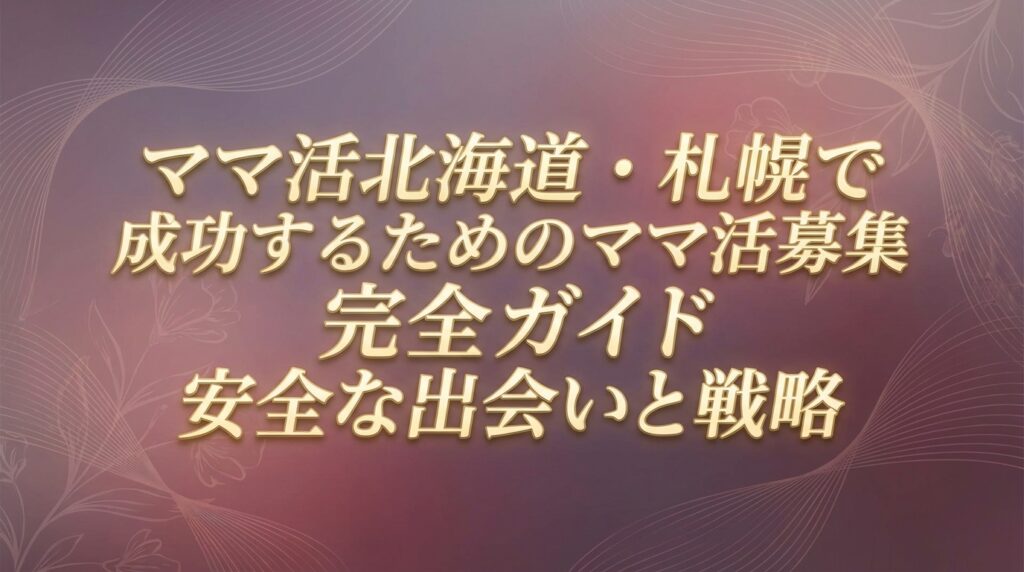 ママ活北海道・札幌で成功するためのママ活募集完全ガイド安全な出会いと戦略