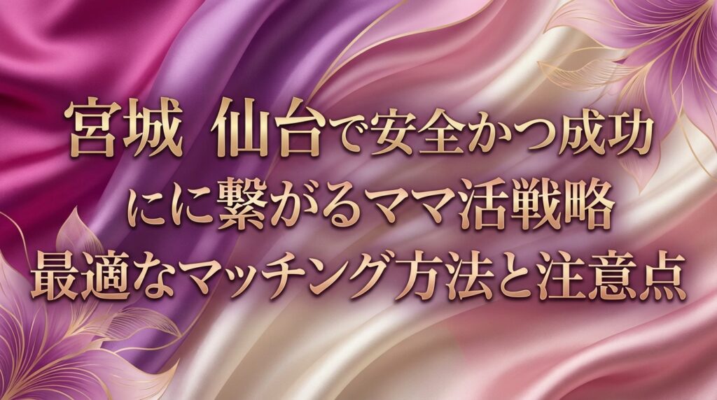 宮城 仙台で安全かつ成功に繋がるママ活戦略最適なマッチング方法と注意点