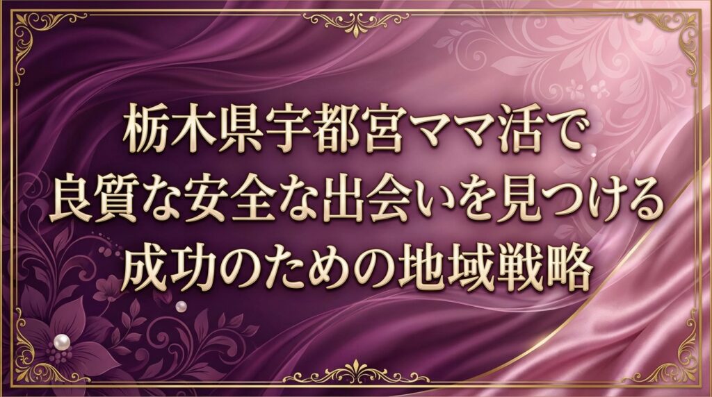 栃木県宇都宮ママ活で良質な安全な出会いを見つける成功のための地域戦略
