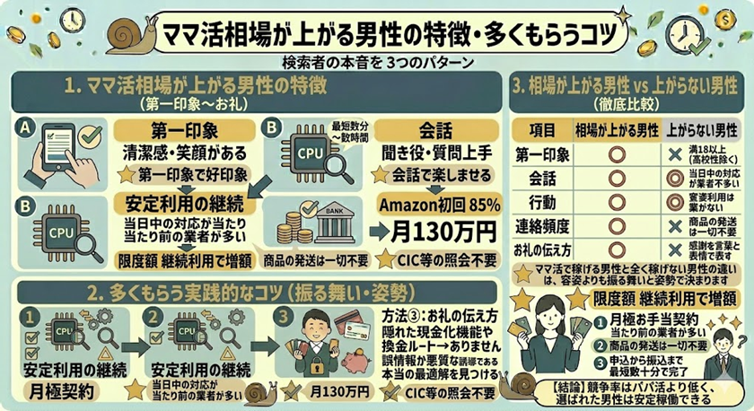 ママ活相場が上がる男性の特徴・多くもらうコツ