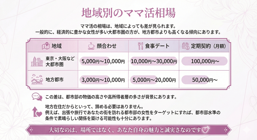 地域別のママ活相場